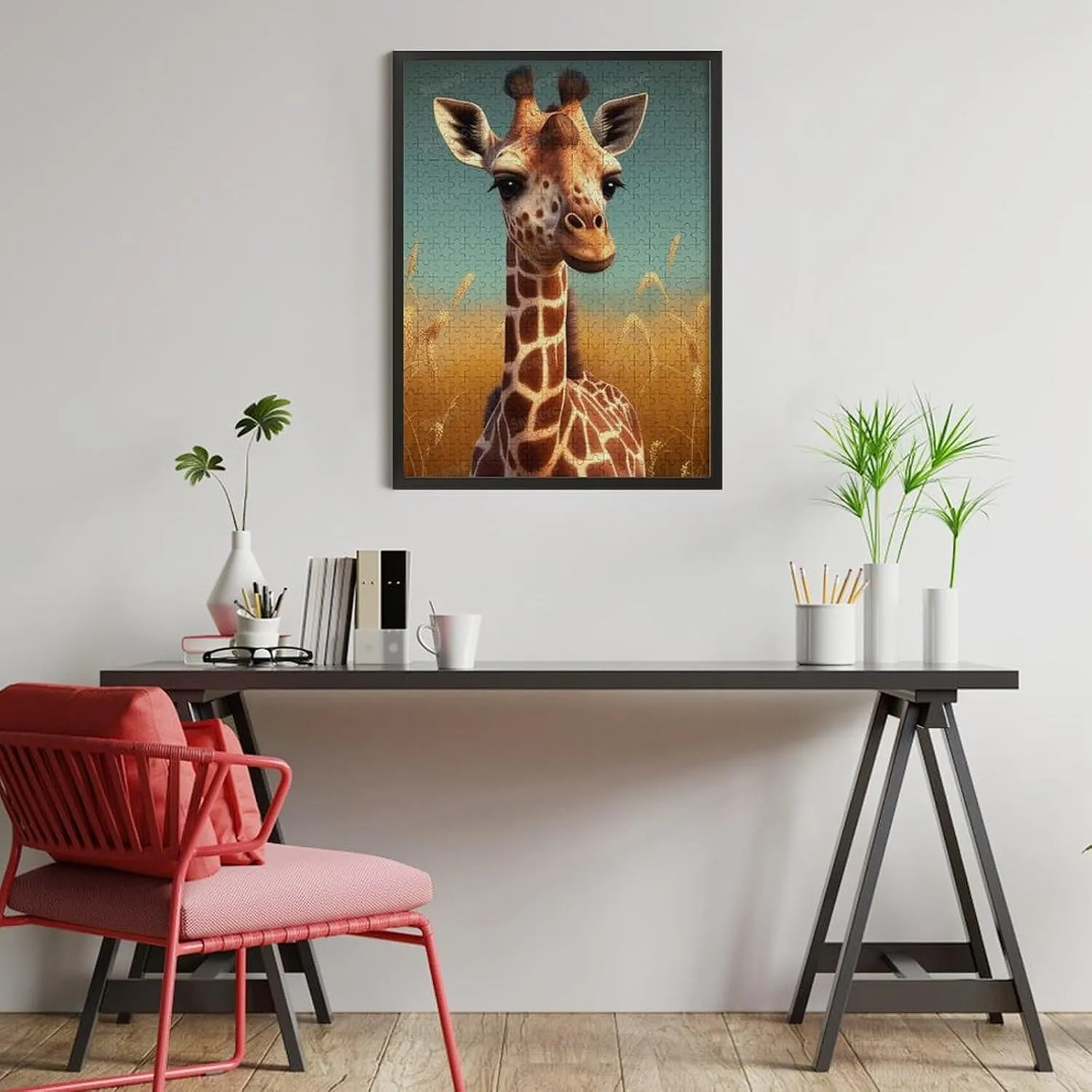500 Pieces Jigsaw Puzzle for Adults - Grassland Giraffe Inspirational Quote Jigsaw Puzzles for Family Activities Games Gift