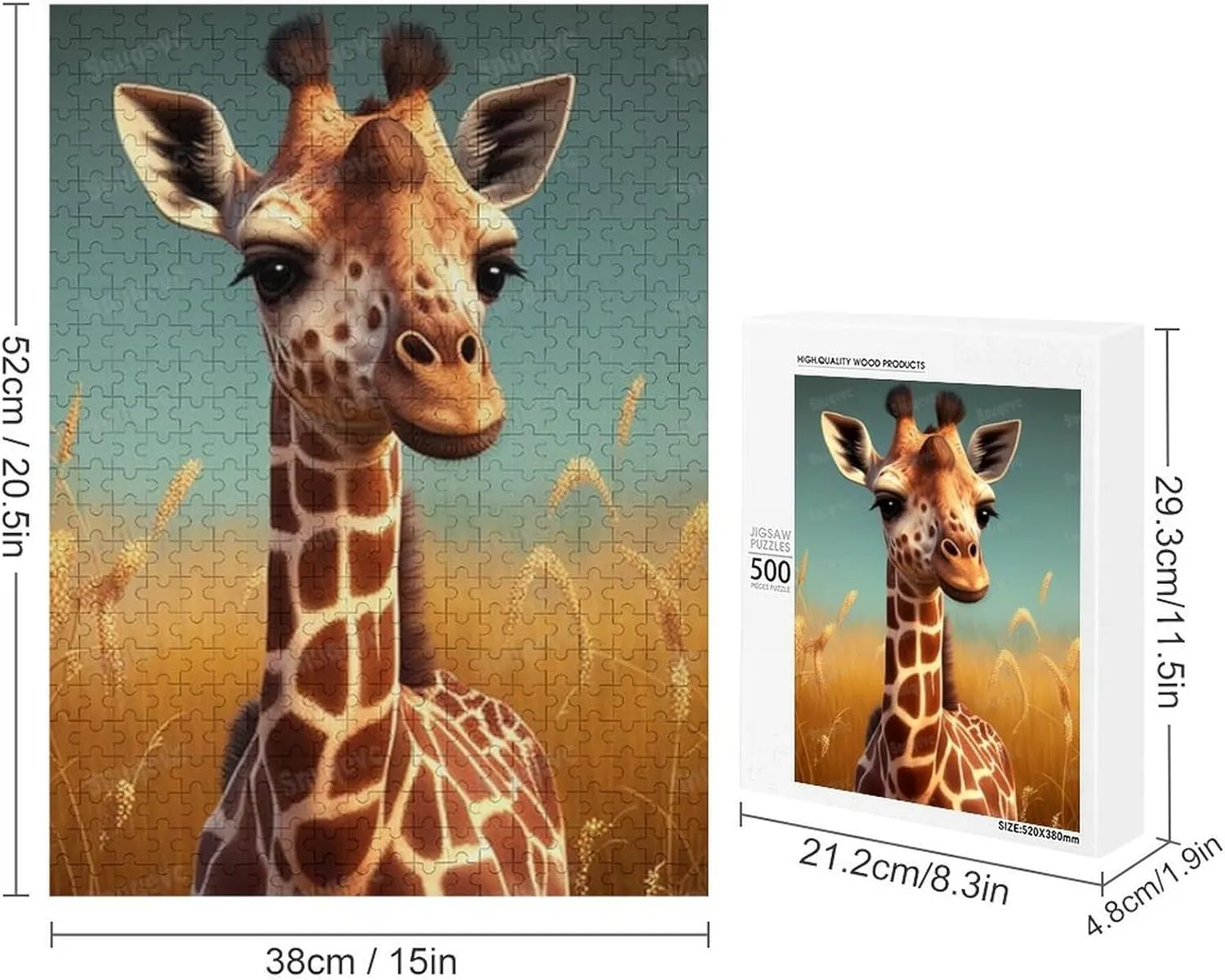 500 Pieces Jigsaw Puzzle for Adults - Grassland Giraffe Inspirational Quote Jigsaw Puzzles for Family Activities Games Gift