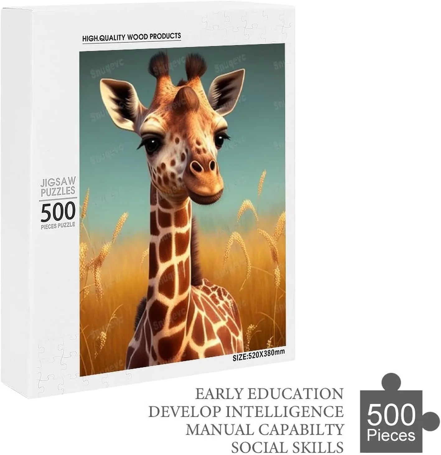 500 Pieces Jigsaw Puzzle for Adults - Grassland Giraffe Inspirational Quote Jigsaw Puzzles for Family Activities Games Gift