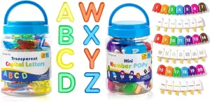 52 Pcs Translucent Capital Letters – Numbers 1-20 Popsicles – Light Table Toys, Manipulatives and Accessories for Enhanced Learning & Fun