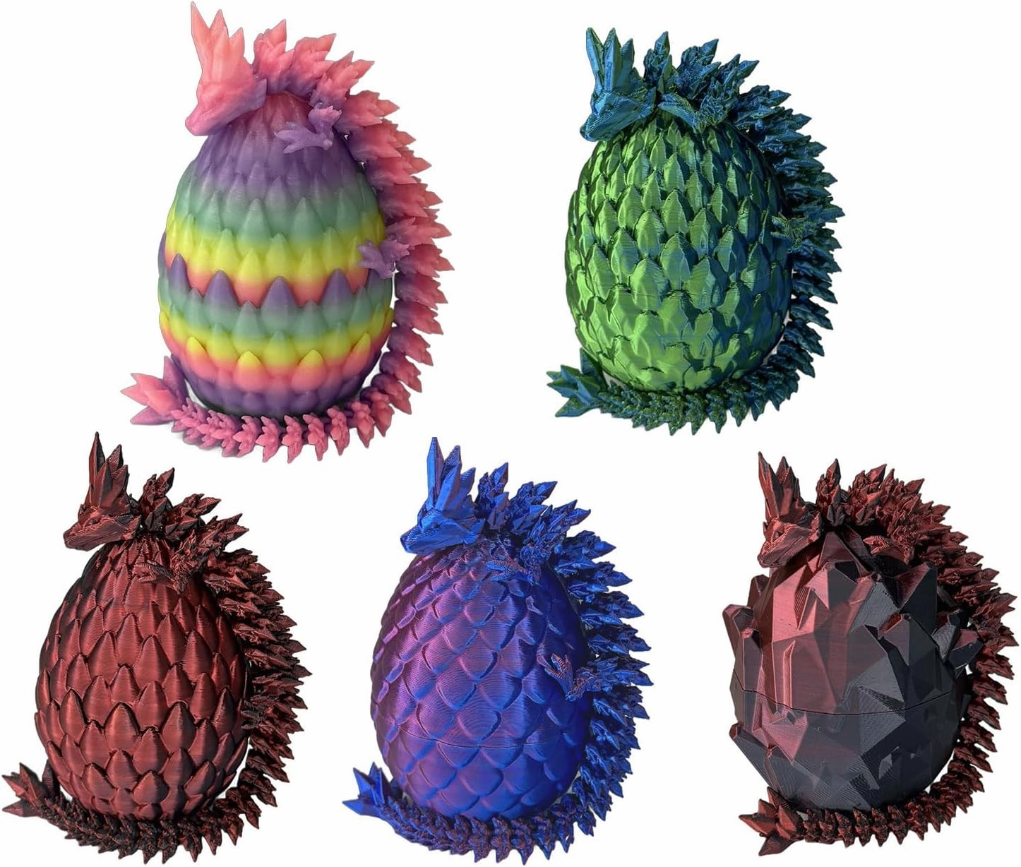 5PCS Dragon Egg Set with Dragon Inside, 3D Printed Glow-in-The-Dark Mythical Fidget Toys for Easter Egg Party Favors Kids Adults