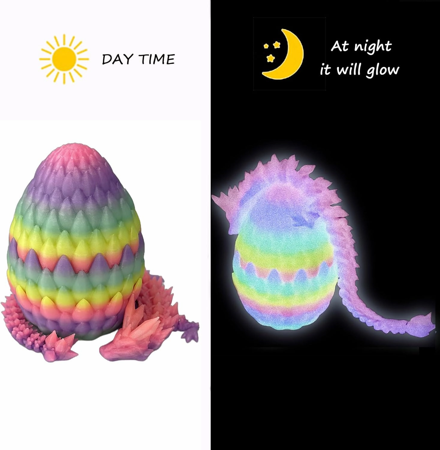 5PCS Dragon Egg Set with Dragon Inside, 3D Printed Glow-in-The-Dark Mythical Fidget Toys for Easter Egg Party Favors Kids Adults