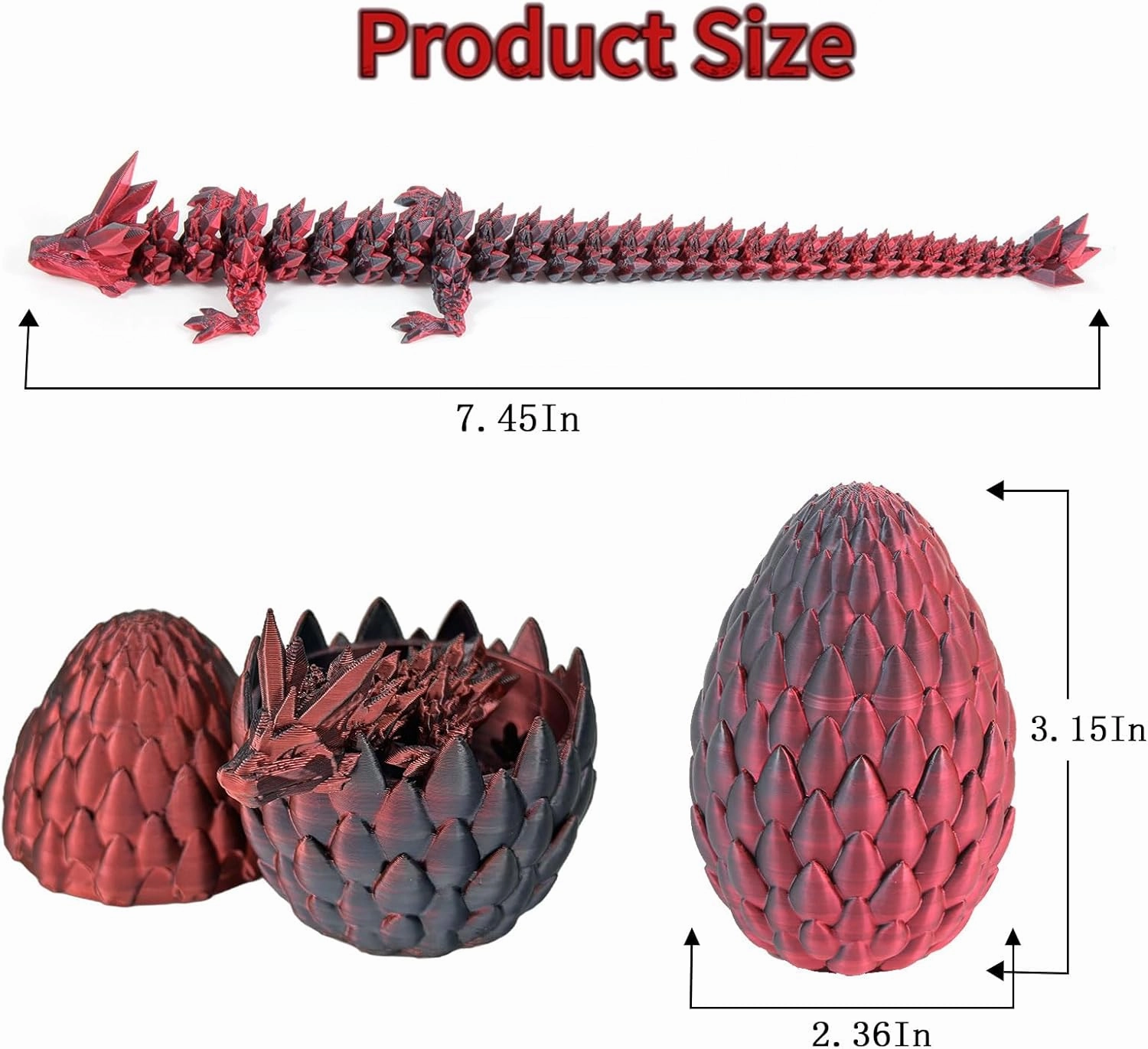 5PCS Dragon Egg Set with Dragon Inside, 3D Printed Glow-in-The-Dark Mythical Fidget Toys for Easter Egg Party Favors Kids Adults