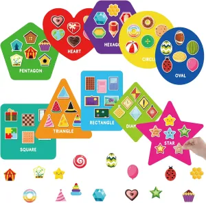70 Pcs Shape Sorters for Toddlers Shape Puzzle and Matching Games Set with 10 Sorting Mats and 60 Everyday Objects Pieces for Kids Preschool Classroom Child Learning