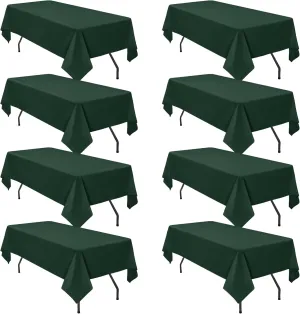 8 Pack 60 x 102 Inch Rectangle Tablecloth, Hunter Green Tablecloth for 6 Feet Rectangle Tables, Stain and Wrinkle Resistant Washable Fabric Table Cloth for Wedding Dining Table Buffet Parties Camping