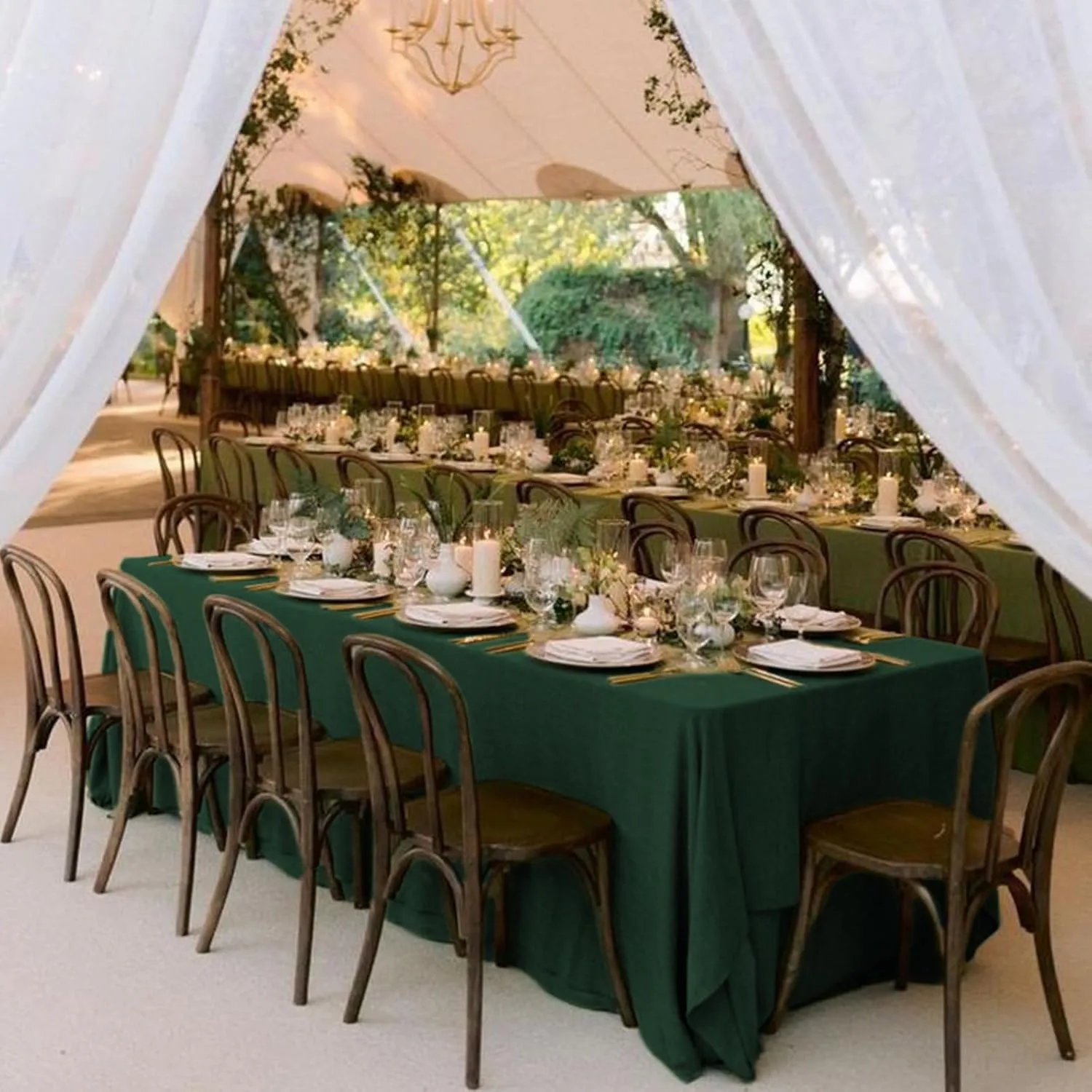 8 Pack 60 x 102 Inch Rectangle Tablecloth, Hunter Green Tablecloth for 6 Feet Rectangle Tables, Stain and Wrinkle Resistant Washable Fabric Table Cloth for Wedding Dining Table Buffet Parties Camping