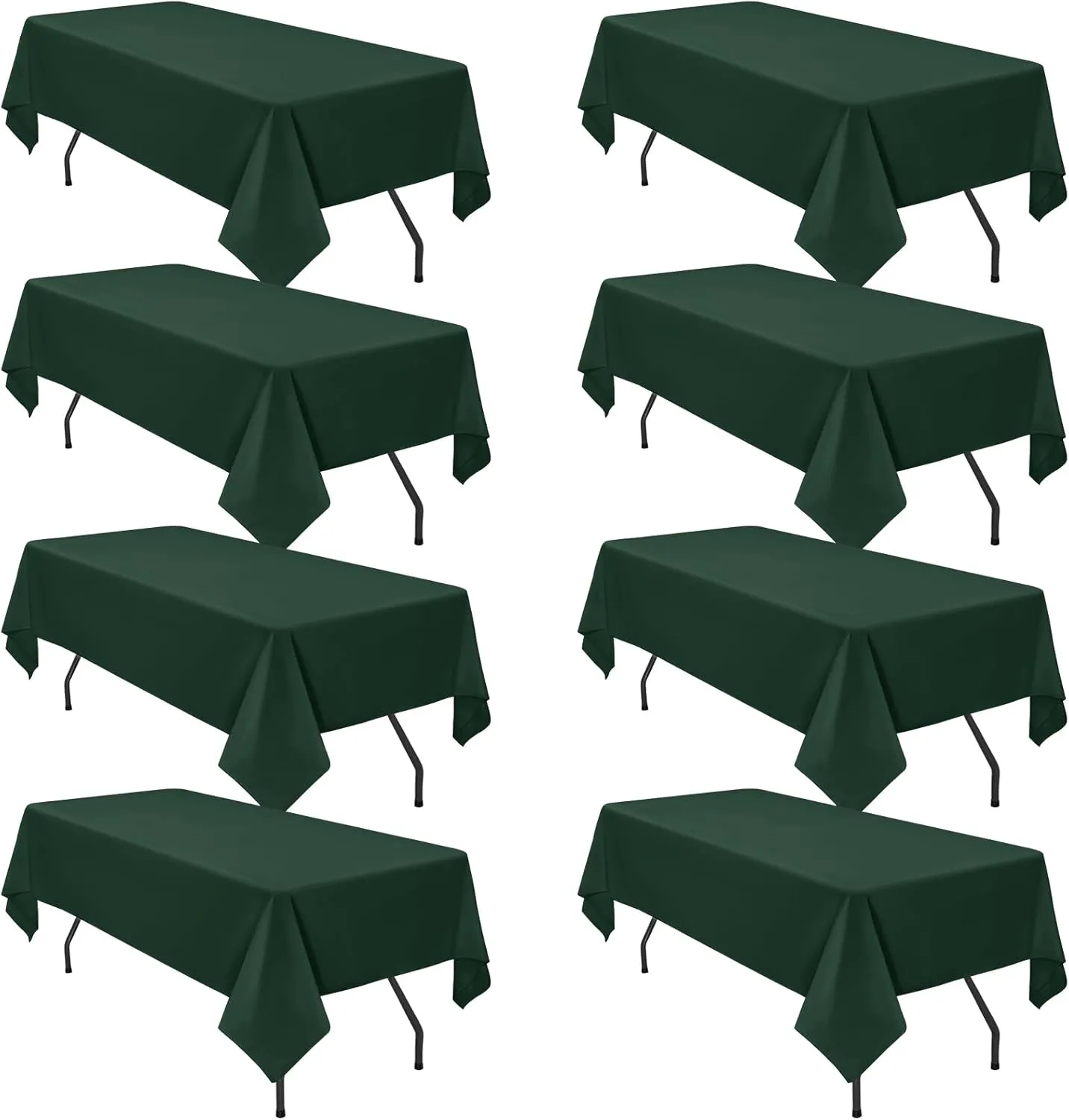 8 Pack 60 x 102 Inch Rectangle Tablecloth, Hunter Green Tablecloth for 6 Feet Rectangle Tables, Stain and Wrinkle Resistant Washable Fabric Table Cloth for Wedding Dining Table Buffet Parties Camping