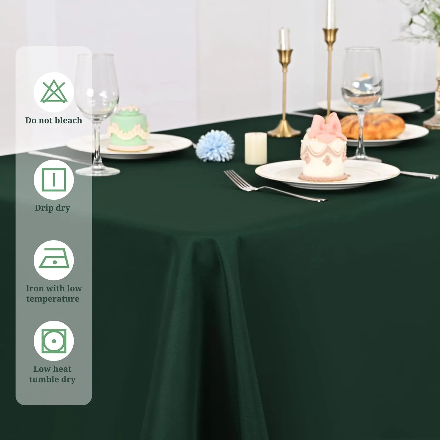 8 Pack 60 x 102 Inch Rectangle Tablecloth, Hunter Green Tablecloth for 6 Feet Rectangle Tables, Stain and Wrinkle Resistant Washable Fabric Table Cloth for Wedding Dining Table Buffet Parties Camping