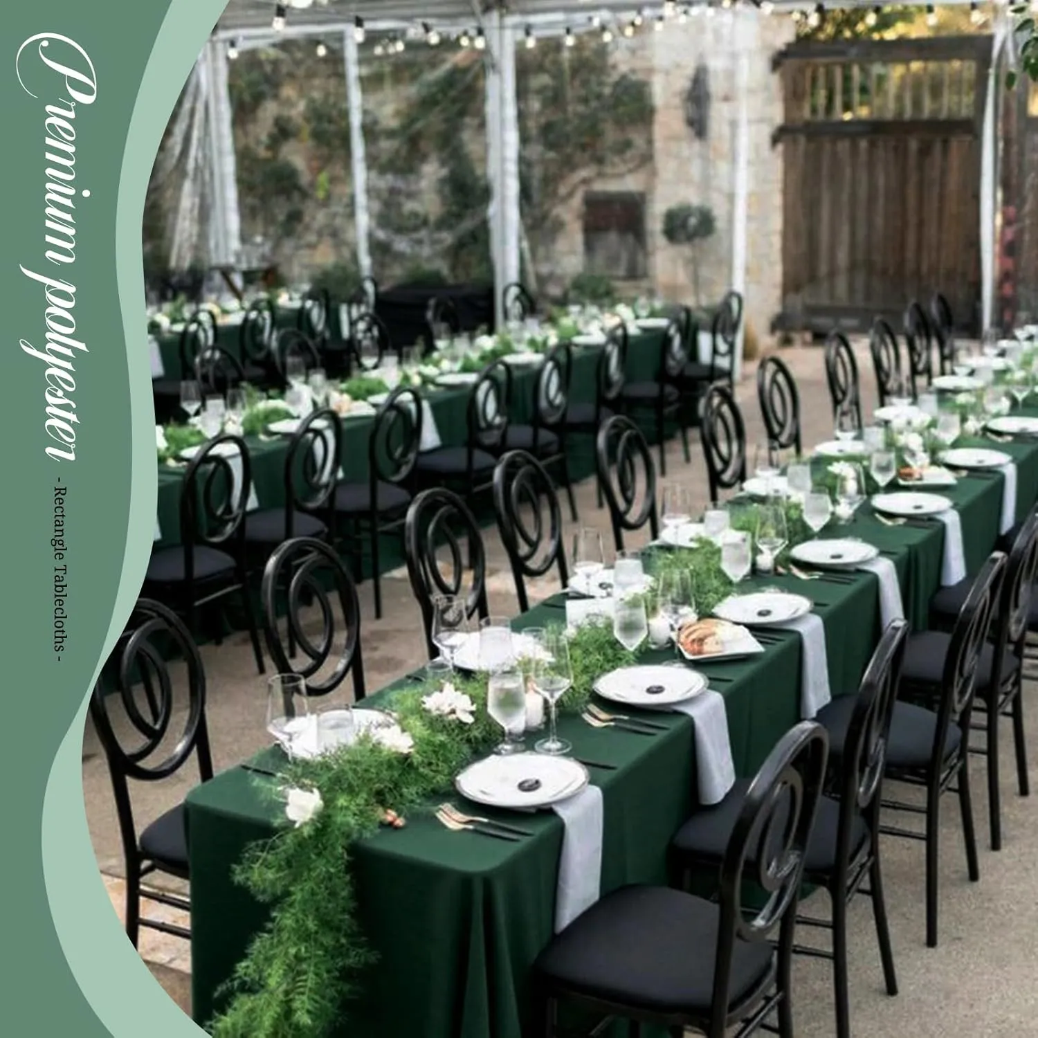8 Pack 60 x 102 Inch Rectangle Tablecloth, Hunter Green Tablecloth for 6 Feet Rectangle Tables, Stain and Wrinkle Resistant Washable Fabric Table Cloth for Wedding Dining Table Buffet Parties Camping