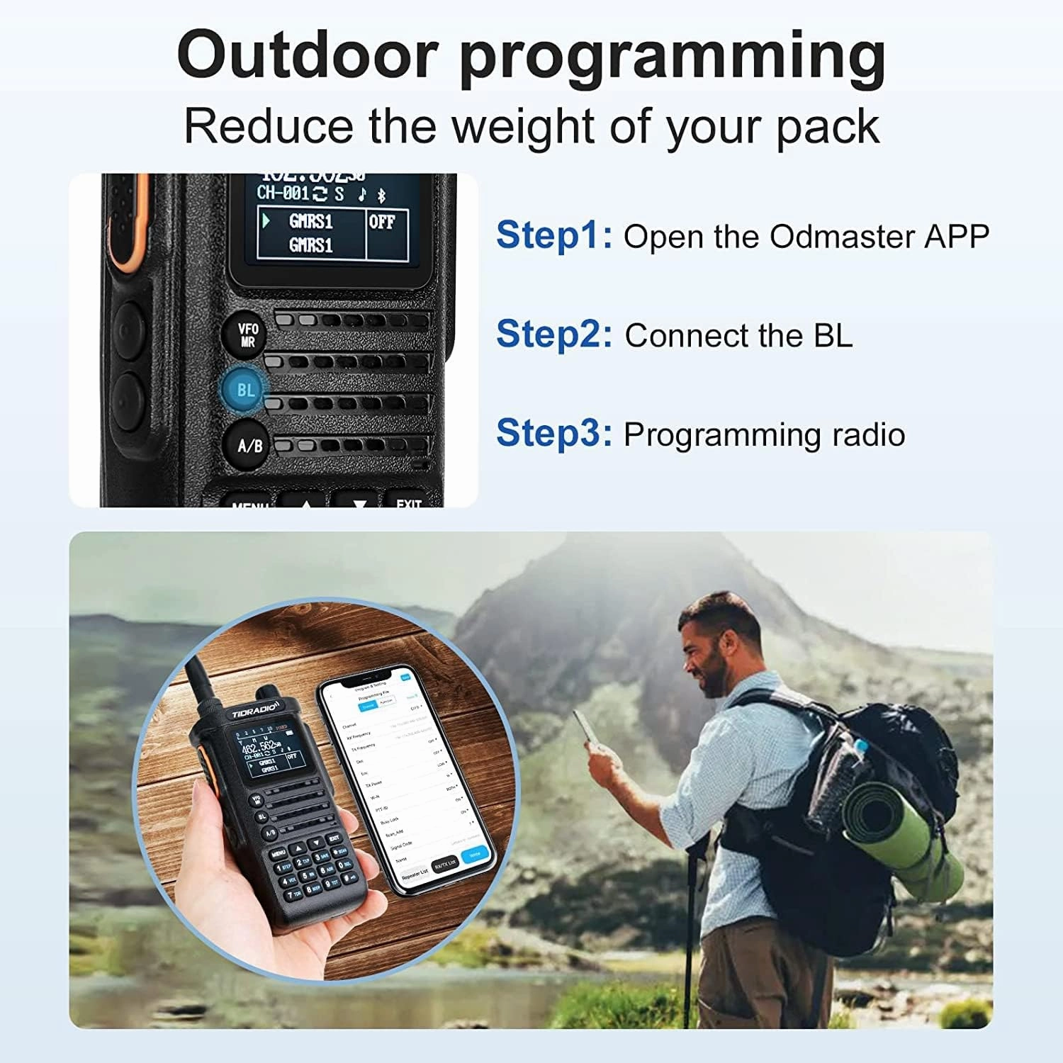 8 Watt TD-H8 GMRS Handheld Radio(2nd Gen) with 4PCS Batteries, 771 Long Antenna & Earpiece - Bluetooth Programming, Repeater Capable, Dual Band Long Range Two Way Radios - 2Pack Full Kit