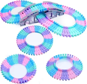 96 PCS Flexible Tracks Race Tracks Supplementary Set -4 Colors Magic Road Race Tracks Toys, 360° Rotating Flexible Train Track