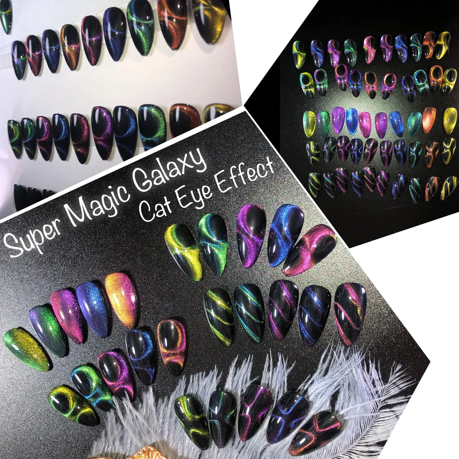 9D Cat Eye Magnetic Gel Nail Polish - Holographic Chameleon Magic Effect With Magnet Stick (Set 1)