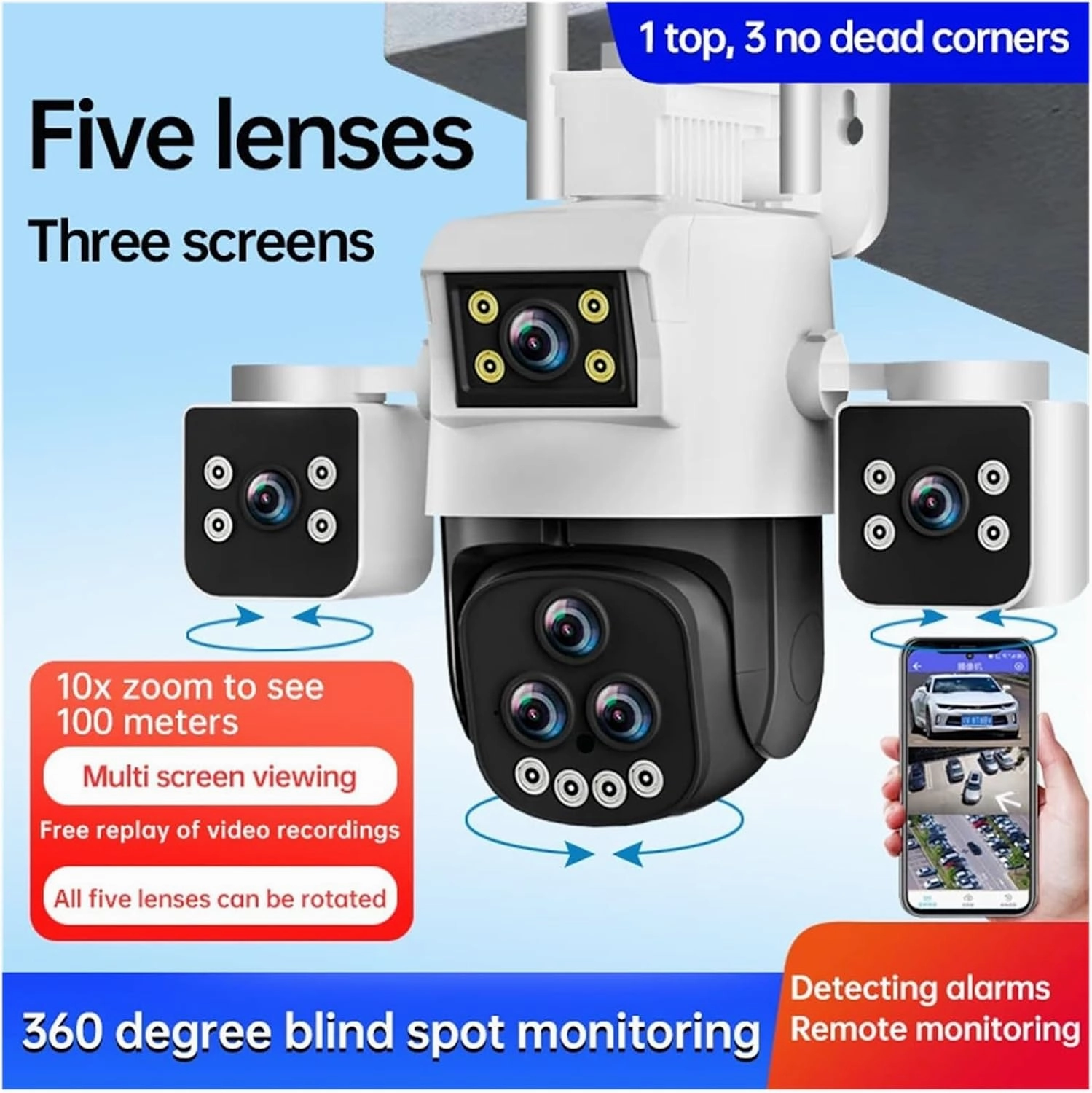 ​​20x Zoom Outdoor WiFi Camera - 15MP, HD, Waterproof, Night Vision, Two-Way Intercom, Mobile Tracking IP Camera​(EU Plug,WiFi Camera 64G)