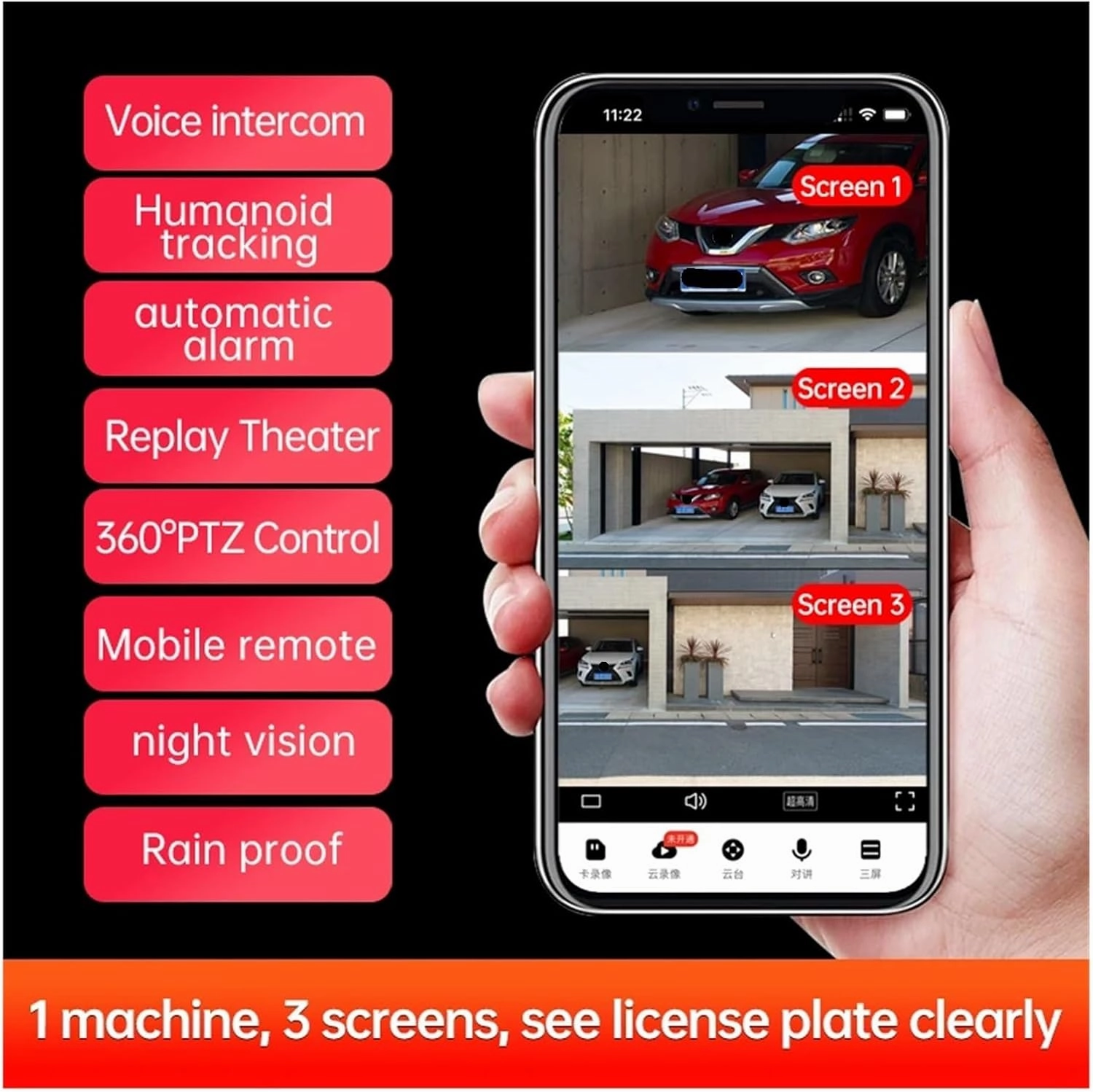 ​​20x Zoom Outdoor WiFi Camera - 15MP, HD, Waterproof, Night Vision, Two-Way Intercom, Mobile Tracking IP Camera​(EU Plug,WiFi Camera 64G)
