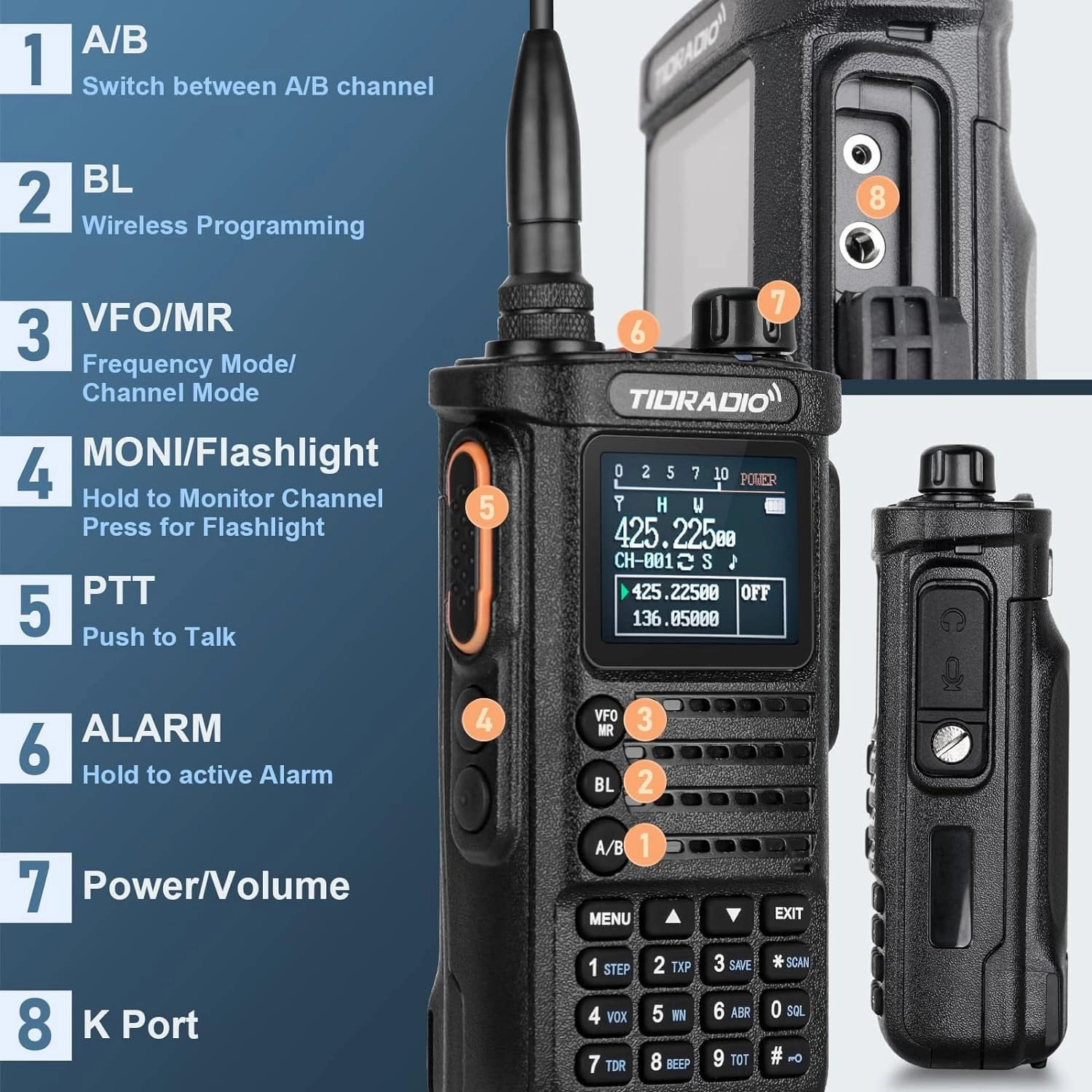 (2nd Gen) TIDRADIO TD-H8 10W HighPower Ham Radio Handheld,APP Programmable,Long Range Two Way Radio with 2500mAh Battery,Walkie Talkies Full Kit (2 Pack)