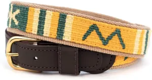 A Tail We Could Wag Cotton & Leather Belt - Handmade Guatemalan Cotton Weave with Colorful Patterns & Solid Brass Buckle