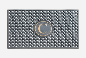 A1HC Large Monogrammed Door Mat, Natural Rubber, 24x39, Ideal for Any entryway, Scrapes Shoes Clean of Dirt & Grime, Door Mats for Entry, Patio, Busy Areas, Black