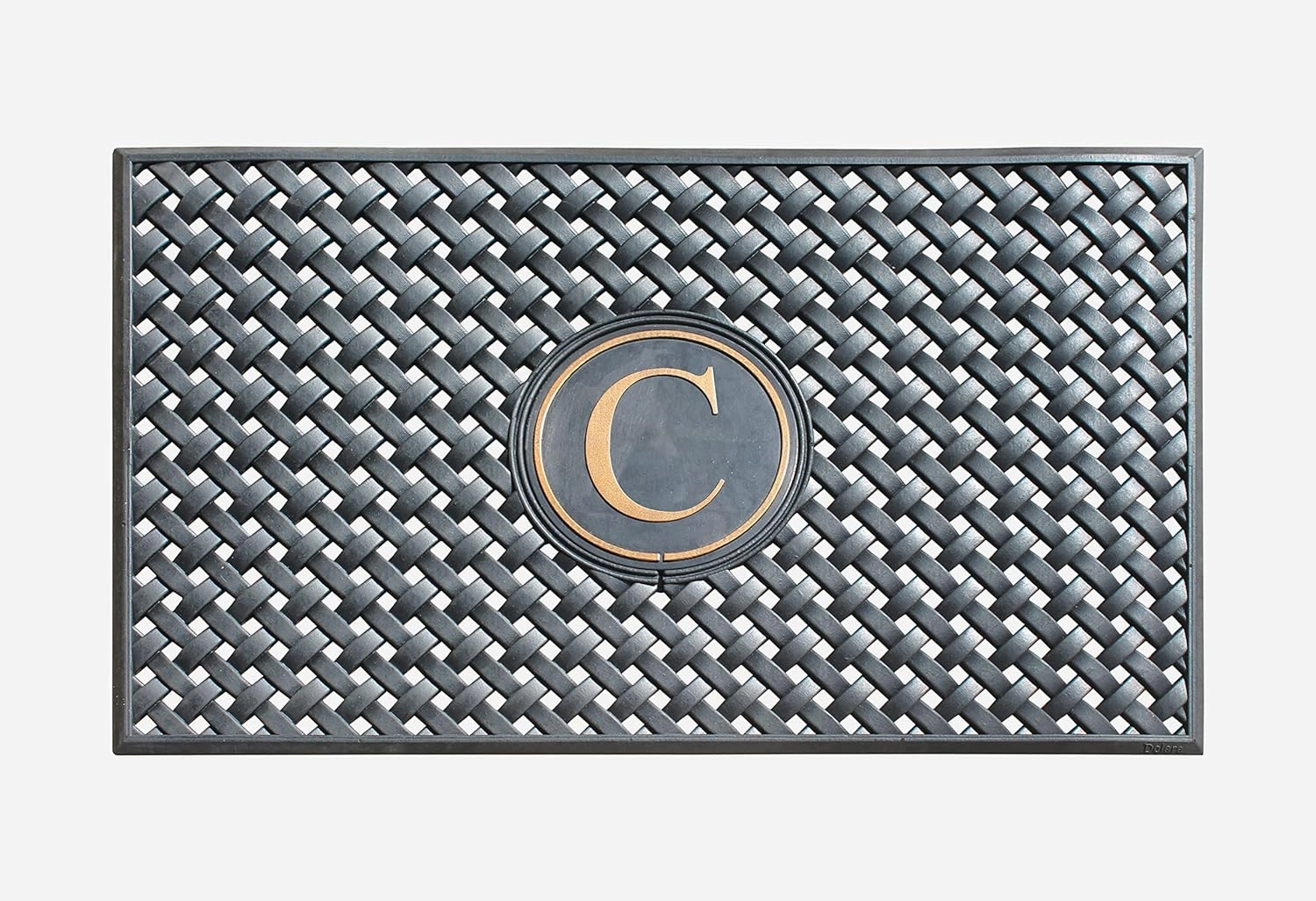 A1HC Large Monogrammed Door Mat, Natural Rubber, 24x39, Ideal for Any entryway, Scrapes Shoes Clean of Dirt & Grime, Door Mats for Entry, Patio, Busy Areas, Black