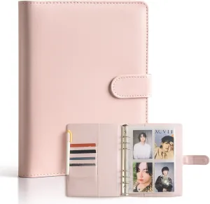 A5 Kpop Photocard Binder - 240 Card Capacity, 6 Ring with 30 Double Sided Sleeves, Cute PU Leather Cover