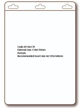 A6 Size Clear Flexible Vertical Card Holder CH-B-118x170 (50 Pack)