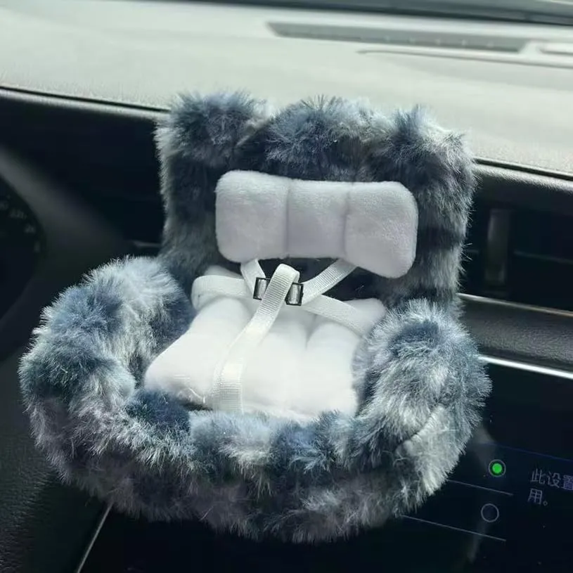 Accessories for Dolls，Safety seat，Car Seat, Doll Sofa, Car Decoration Sofa, Air Vent Clip and Desktop Stand，Suitable for 17cm Doll（no Dolls）(Leopard Gray)