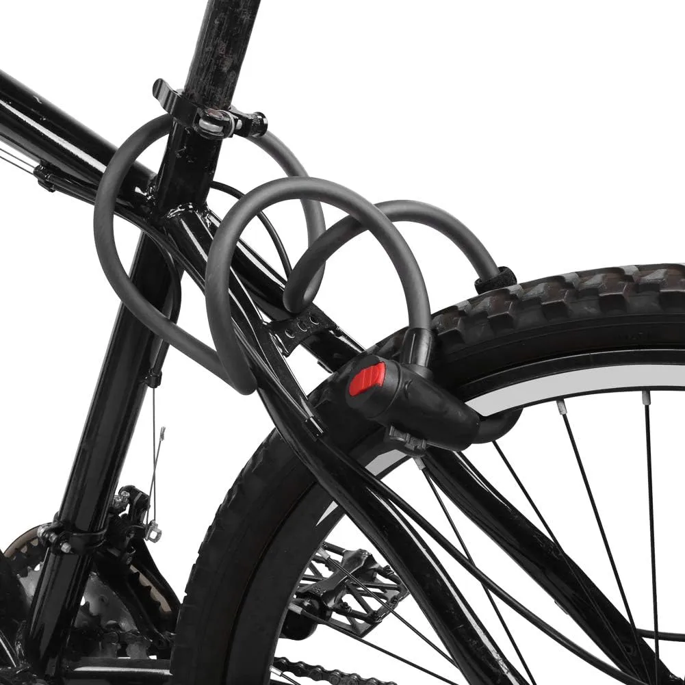 Acouto Wheelup High Strength Steel Cable Lock - Anti Theft Locking System with 2 Keys for Mountain and Electric Bikes (1.8m/ 6ft)