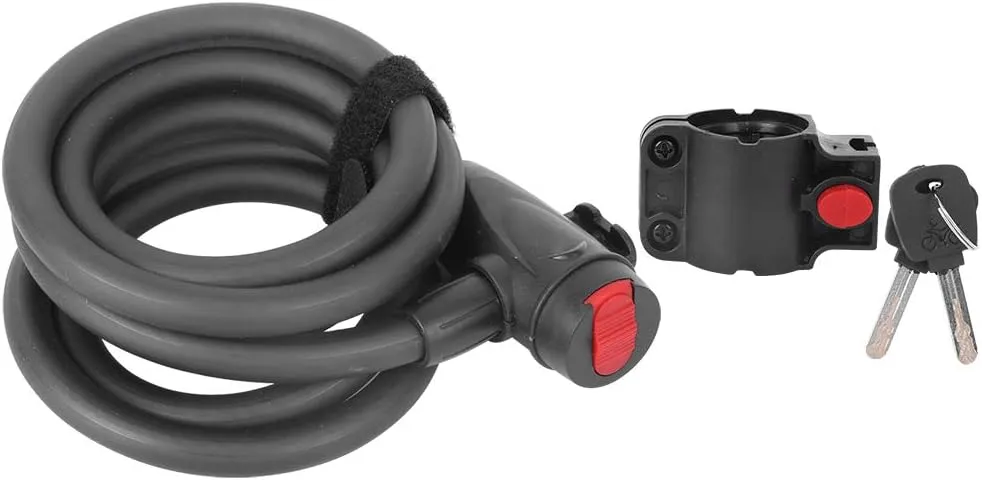 Acouto Wheelup High Strength Steel Cable Lock - Anti Theft Locking System with 2 Keys for Mountain and Electric Bikes (1.8m/ 6ft)