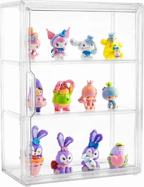 Acrylic Display Case for Collectibles 3 Tier Figure Display Case with 2 Movable Plates Clear Display Case for Figures with Magnetic Door Tall Display Box, 1 Pack