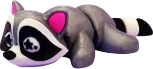 Adorable Articulated Raccoon Figurine – Cute Poseable Woodland Animal with Starry Eyes – 3D Printed in Canada
