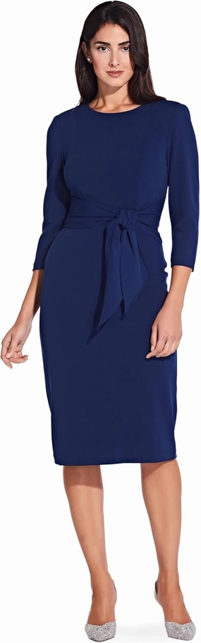 Adrianna Papell Women's Knit Crepe Tie Waist Sheath