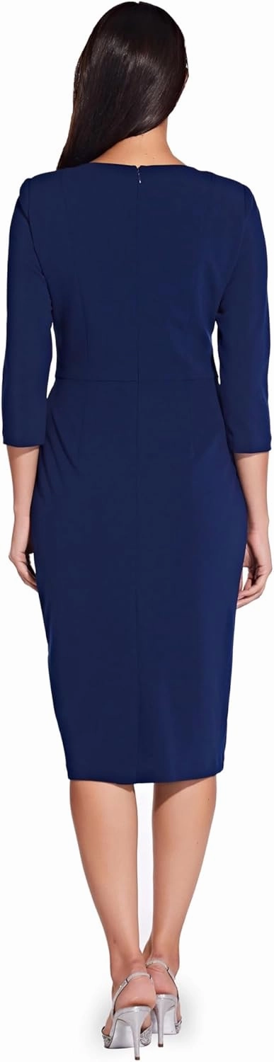 Adrianna Papell Women's Knit Crepe Tie Waist Sheath