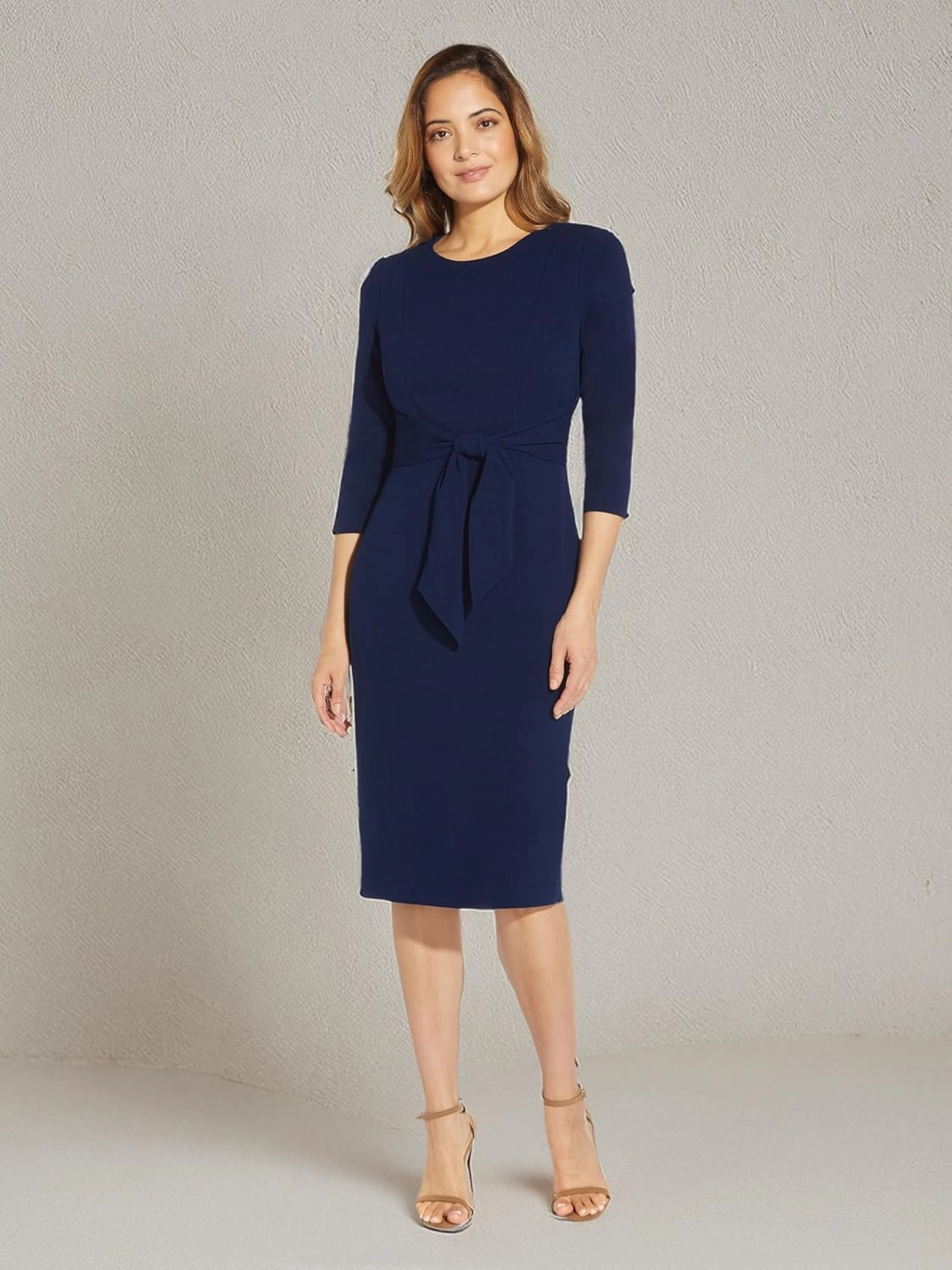 Adrianna Papell Women's Knit Crepe Tie Waist Sheath