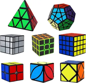 Ahyuan Speed Cube Set Magic Speed Cube Bundle 2x2x2 3x3x3 4x4x4 Cube Pyramid Triangle Cube Dysmorphism Mirror Skew Axis Ivy Megaminx Cube Toys for Kids & Adults (Style B)