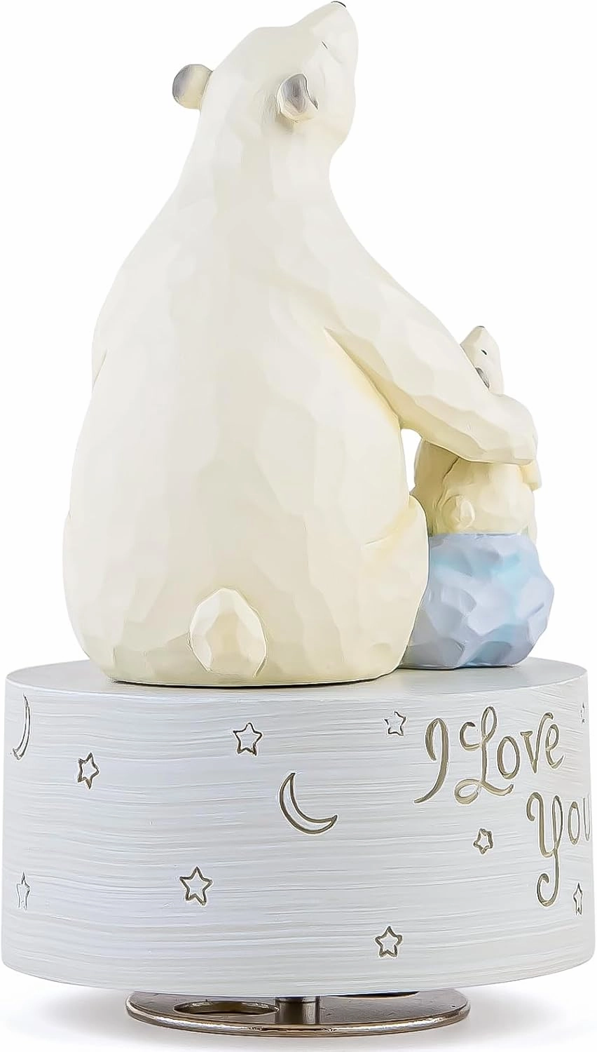 AIDLNS Polar Bear Music Box,I Love You to The Moon and Back Musical Figurine,Hand-Painted Figure,Sentimental, Perfect for Parents,Loved Ones,Heartfelt Home Décor Keepsake,Plays Edelweiss Melody