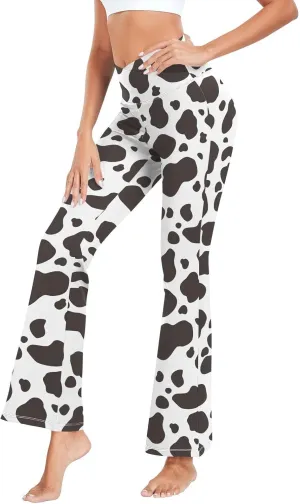 ALAZA Women's Penguins in Colorful Hats and Scarfs Funny Penguin Flare Yoga Pants