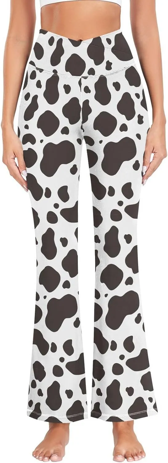ALAZA Women's Penguins in Colorful Hats and Scarfs Funny Penguin Flare Yoga Pants