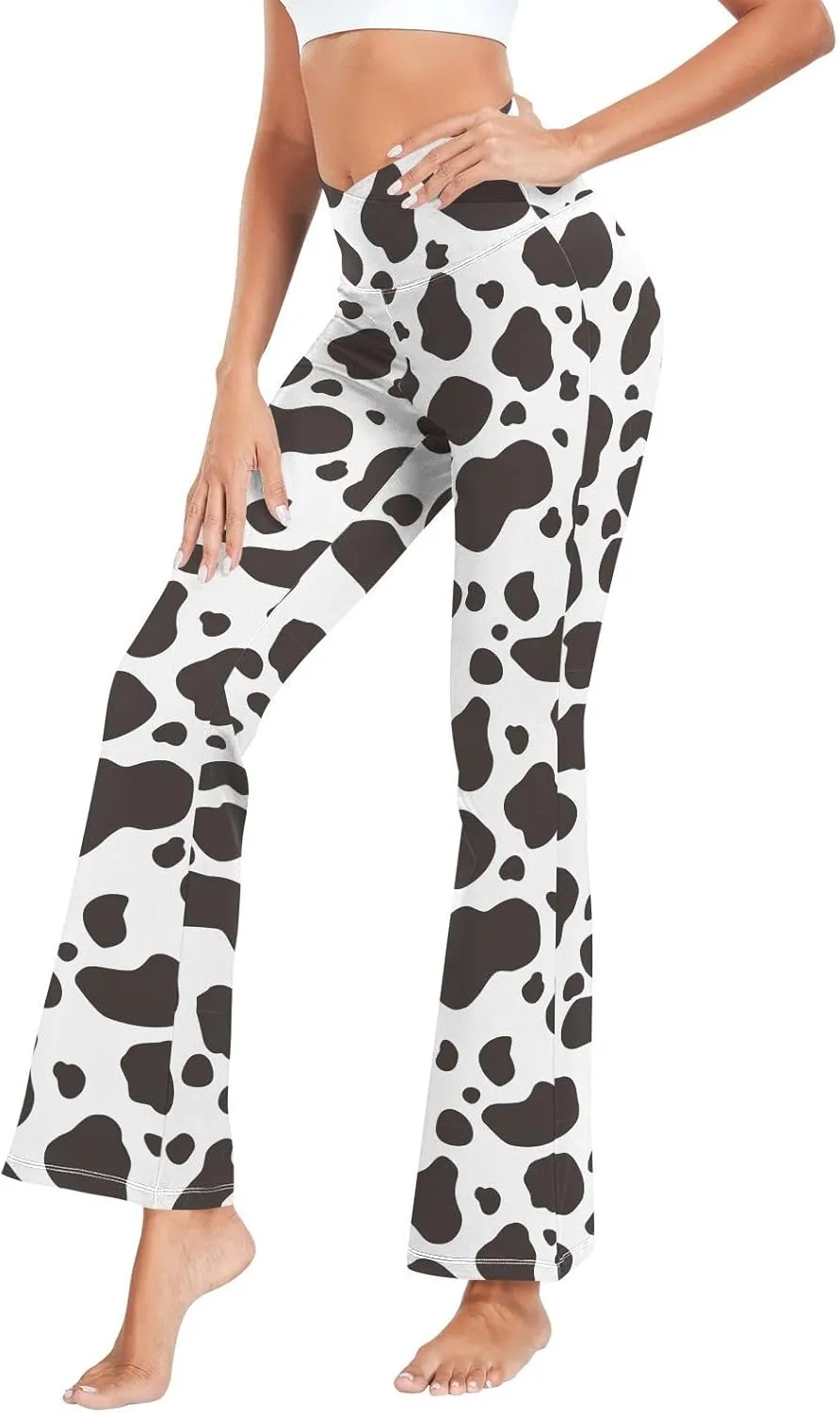 ALAZA Women's Penguins in Colorful Hats and Scarfs Funny Penguin Flare Yoga Pants