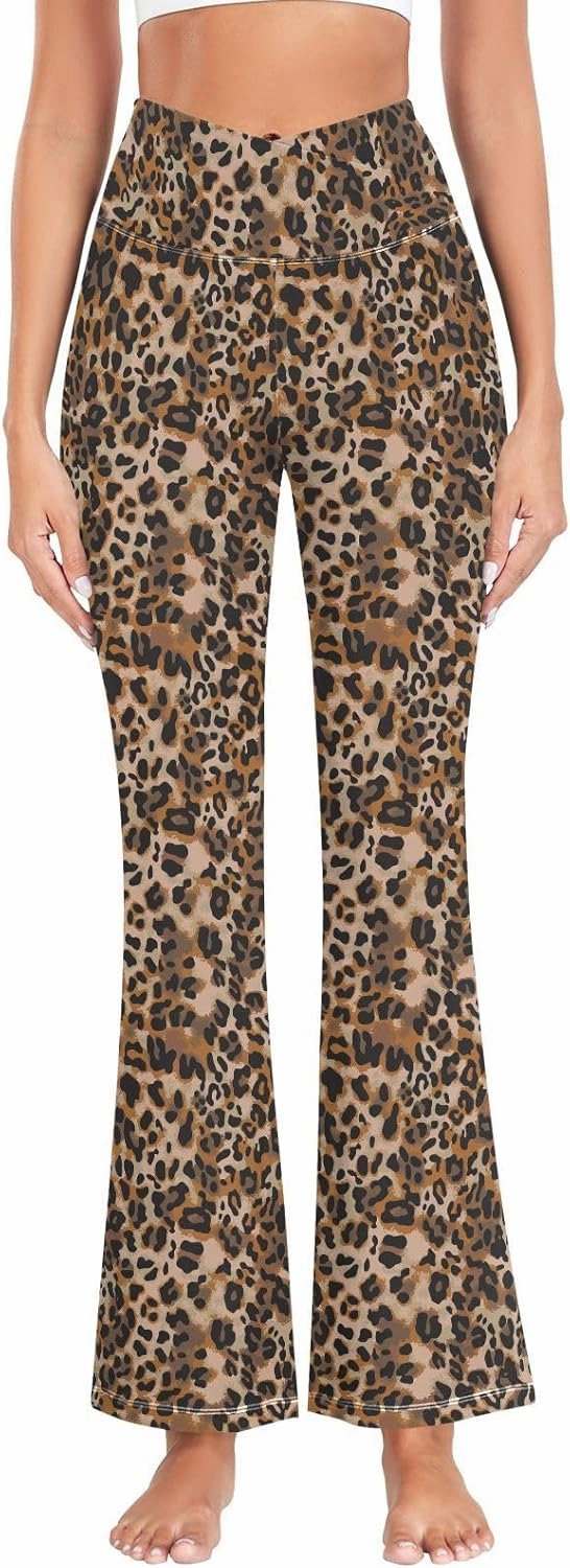 ALAZA Women's Penguins in Colorful Hats and Scarfs Funny Penguin Flare Yoga Pants