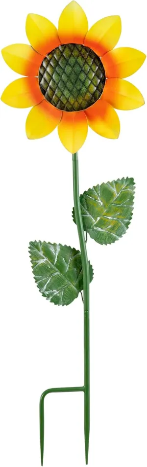 Alpine Corporation 63" Tall Outdoor Metallic Blooming Sunflower Garden Stake Yard Decoration