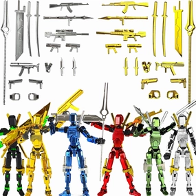 Already Assembled T13 Action Figure Accessories,T13 Multi-Jointed Movable,for Collectors Desktop Decorations t-13 Movability 3D Printed Toys (Metallic Style)