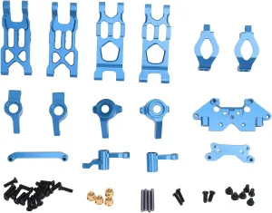 Aluminum Alloy Steering Assembly Set for HBX 1/18 RC Cars 18859 18858 18857 18856, Upgrade Replacement Parts to Enhance Performance and Durability (Blue)
