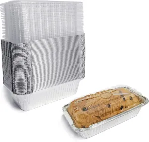 Aluminum Foil Bread Pans Disposable | 1.5lb Loaf Pans with Lids | 50 Pack | Dessert Boxes - Perfect for Baking, Storing, Takeout