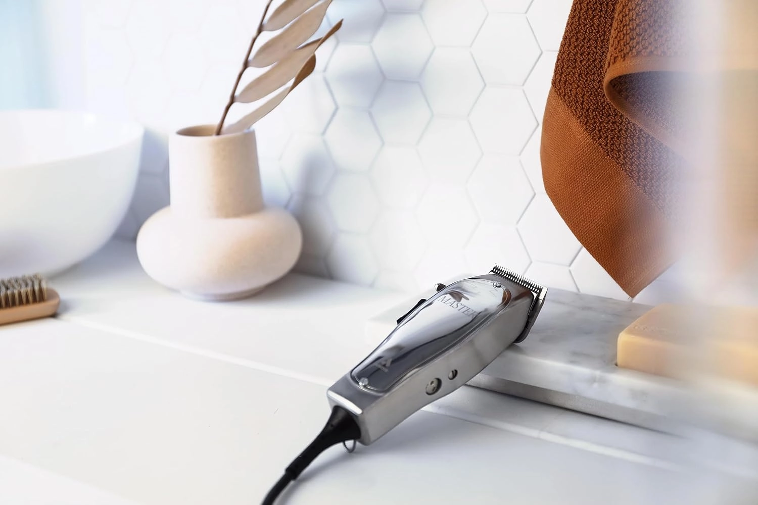 Andis 01815 Professional Master Adjustable Blade Hair Trimmer, Carbon Steel T-Blade - Silver