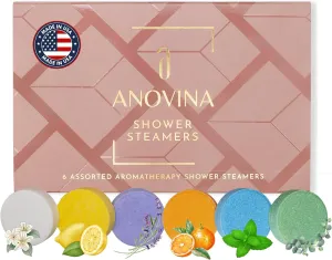 Anovina XL Made in USA Shower Steamers – Aromatherapy Variety Gift Box with Pure Essential Oils – Shower Bombs, Self-Care Gifts for Women & Men – Mothers Day Gift Idea.