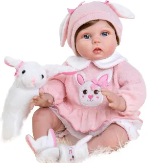 Aori Lifelike Reborn Baby Dolls - 22 Inch Realistic Newborn Baby Girl - Soft Vinyl Reborn Toddler with Feeding Set & Bunny Outfit Real Life Baby Doll for Kids 3 , Toddlers & Collectors
