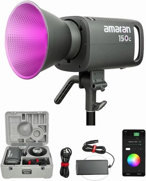 Aputure amaran 150c Video Light,RGB Studio Light 150W Output Bowens Mount Point-Source LED video light,15,610 lux @ 1m 2,500K ~7,500K CCT,APP Control 9 System FX Photography Lighting(amaran 150c Gray)