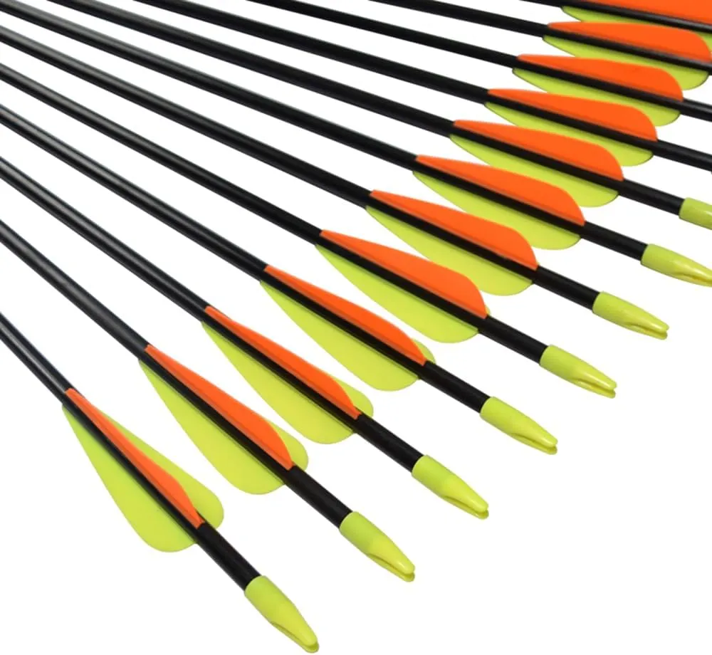 Archery Practice Fiberglass Arrows 24/26/28/30 Inch Target Shooting Safetyglass Recurve Bows Suitable for Youth Children Woman Beginner 6/12PCS