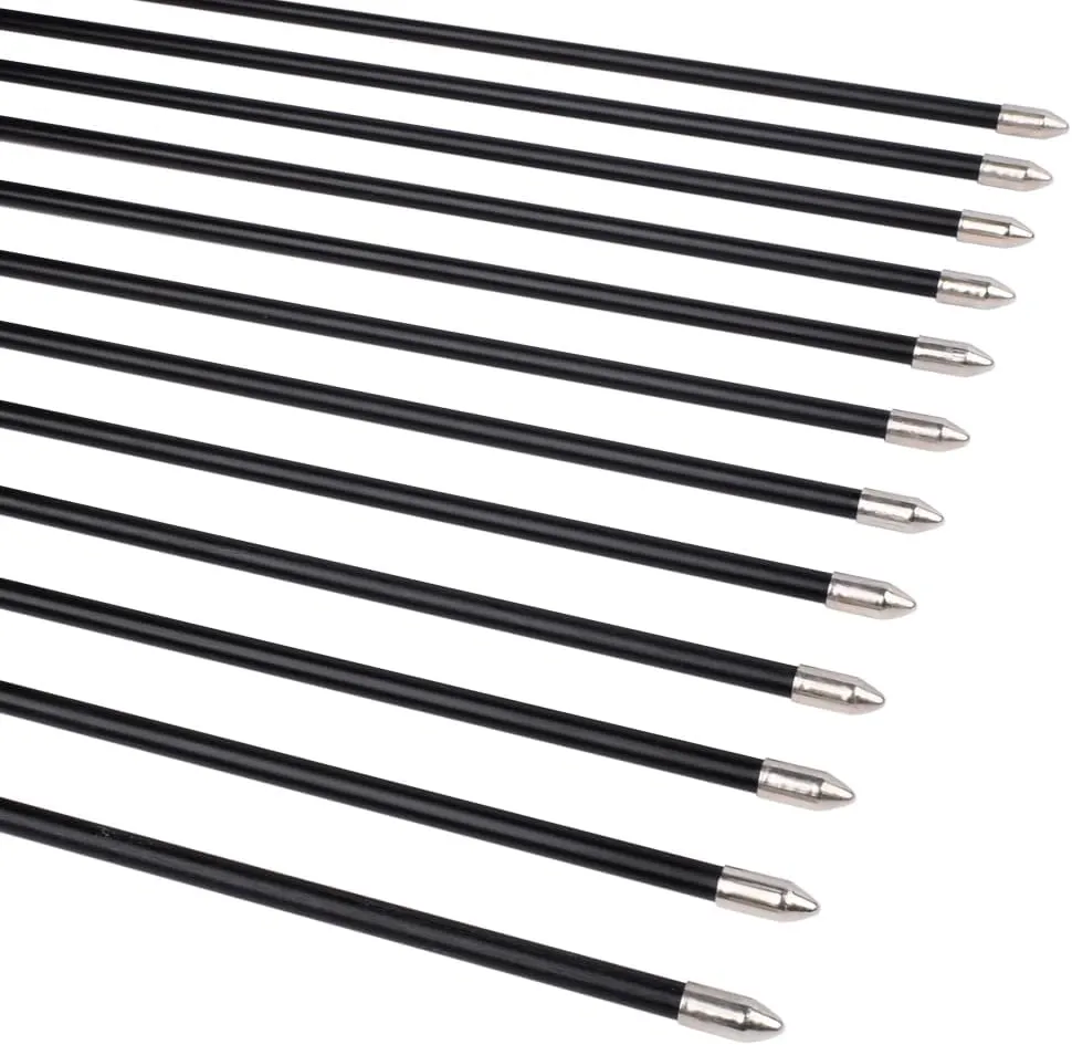 Archery Practice Fiberglass Arrows 24/26/28/30 Inch Target Shooting Safetyglass Recurve Bows Suitable for Youth Children Woman Beginner 6/12PCS