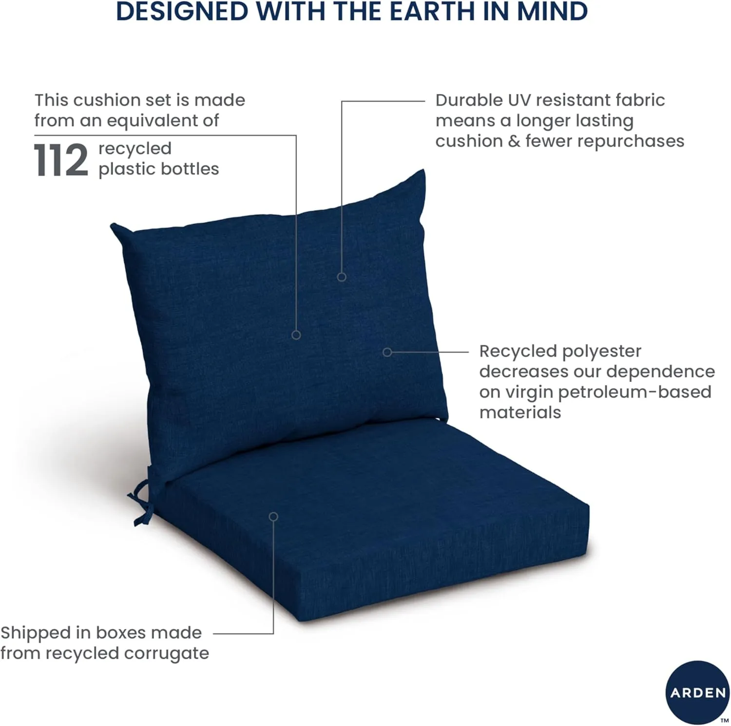 Arden Outdoor Dining Chair Cushion, 21 x 21, Rain-Proof, Fade Resistant 21 x 21, Alana Tile