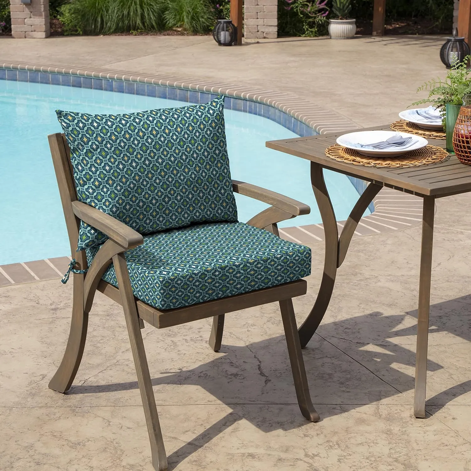 Arden Outdoor Dining Chair Cushion, 21 x 21, Rain-Proof, Fade Resistant 21 x 21, Alana Tile